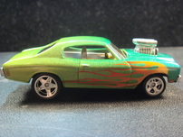 flamed custom airbrushed 70 chevelle ss  hot wheels die cast car
